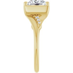 14K Yellow Gold 7x7 mm Square Ring Mounting – image 7