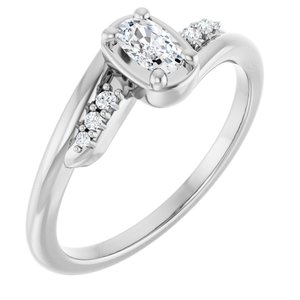 14K X1 White Gold 5x3 mm Elongated Cushion Ring Mounting