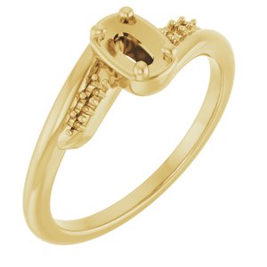 18K Yellow Gold 5x3 mm Elongated Cushion Ring Mounting – image 2