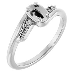 14K X1 White Gold 5x3 mm Elongated Cushion Ring Mounting – image 2