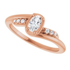 14K Rose Gold 5x3 mm Elongated Cushion Ring Mounting – image 8