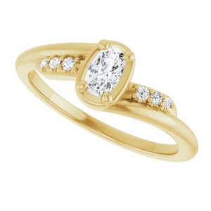 14K Yellow Gold 5x3 mm Elongated Cushion Ring Mounting – image 8