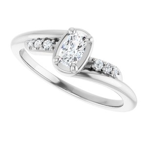 10K White Gold 5x3 mm Elongated Cushion Ring Mounting – image 8