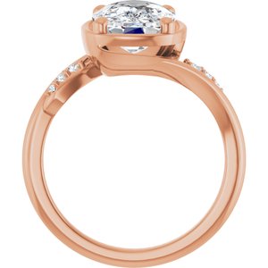 10K Rose Gold 10x8 mm Elongated Cushion Ring Mounting – image 3