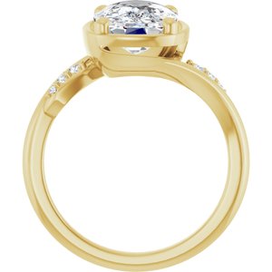 14K Yellow Gold 10x8 mm Elongated Cushion Ring Mounting – image 3