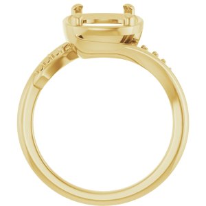 10K Yellow Gold 10x8 mm Elongated Cushion Ring Mounting – image 4