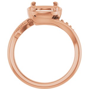 18K Rose Gold 10x8 mm Elongated Cushion Ring Mounting – image 4