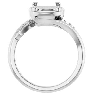 10K White Gold 10x8 mm Elongated Cushion Ring Mounting – image 4