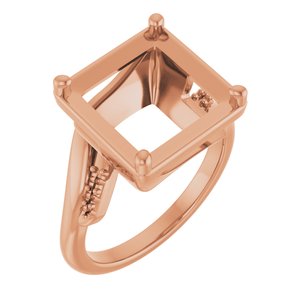14K Rose Gold 10x10 mm Square Ring Mounting – image 2