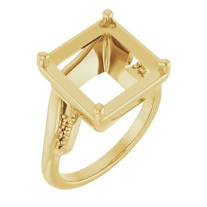 14K Yellow Gold 10x10 mm Square Ring Mounting – image 2
