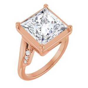 18K Rose Gold 10x10 mm Square Ring Mounting