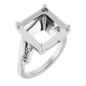 18K White Gold 10x10 mm Square Ring Mounting – image 2
