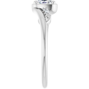 10K White Gold 5x3 mm Elongated Cushion Ring Mounting – image 7