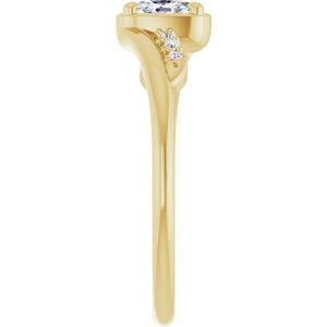 10K Yellow Gold 5x3 mm Elongated Cushion Ring Mounting – image 7
