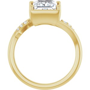 14K Yellow Gold 7x7 mm Square Ring Mounting – image 3