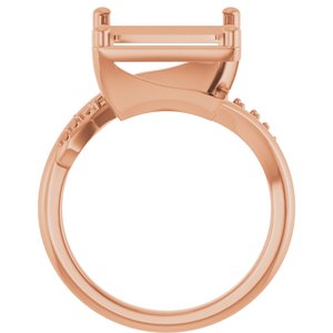18K Rose Gold 10x10 mm Square Ring Mounting – image 4