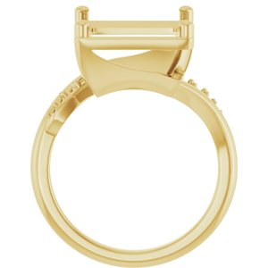 14K Yellow Gold 10x10 mm Square Ring Mounting – image 4