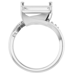 18K White Gold 10x10 mm Square Ring Mounting – image 4