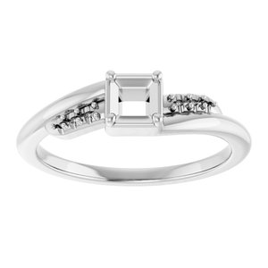 18K White Gold 3.25x3.25 mm Square Ring Mounting – image 6