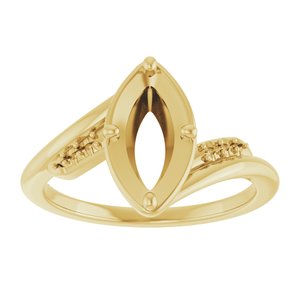 14K Yellow Gold 10x5 mm Marquise Ring Mounting – image 6