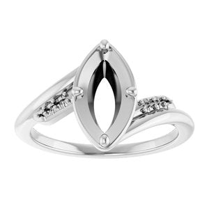 14K X1 White Gold 10x5 mm Marquise Ring Mounting – image 6