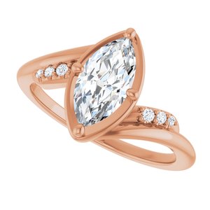 10K Rose Gold 10x5 mm Marquise Ring Mounting – image 8
