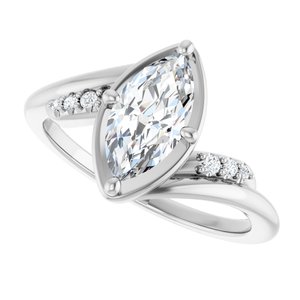14K White Gold 10x5 mm Marquise Ring Mounting – image 8