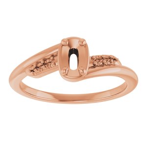 14K Rose Gold 5x3 mm Elongated Cushion Ring Mounting – image 6