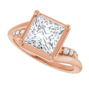 10K Rose Gold 7x7 mm Square Ring Mounting – image 8