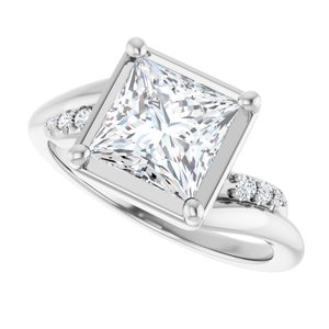18K White Gold 7x7 mm Square Ring Mounting – image 8
