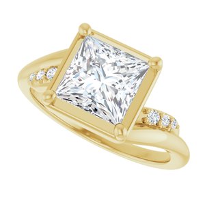 10K Yellow Gold 7x7 mm Square Ring Mounting – image 8