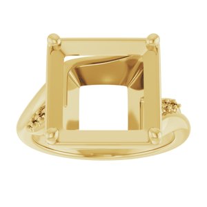 18K Yellow Gold 10x10 mm Square Ring Mounting – image 6