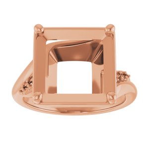 14K Rose Gold 10x10 mm Square Ring Mounting – image 6