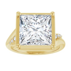 18K Yellow Gold 10x10 mm Square Ring Mounting – image 5