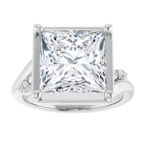 10K White Gold 10x10 mm Square Ring Mounting – image 5