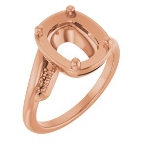 10K Rose Gold 10x8 mm Elongated Cushion Ring Mounting – image 2