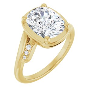 18K Yellow Gold 10x8 mm Elongated Cushion Ring Mounting