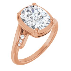 18K Rose Gold 10x8 mm Elongated Cushion Ring Mounting