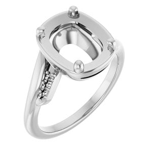 Sterling Silver 10x8 mm Elongated Cushion Ring Mounting – image 2