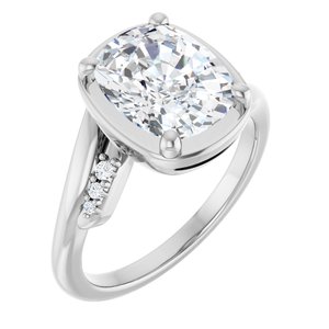 14K White Gold 10x8 mm Elongated Cushion Ring Mounting