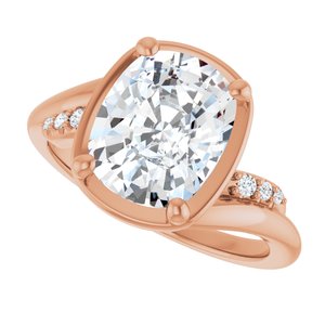 10K Rose Gold 10x8 mm Elongated Cushion Ring Mounting – image 8