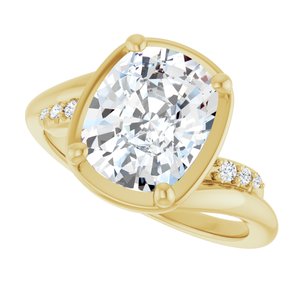 14K Yellow Gold 10x8 mm Elongated Cushion Ring Mounting – image 8
