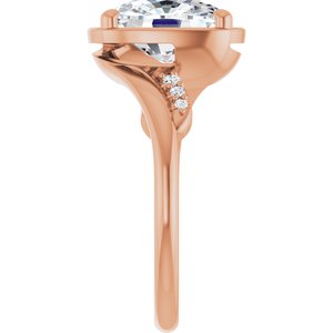14K Rose Gold 10x8 mm Elongated Cushion Ring Mounting – image 7