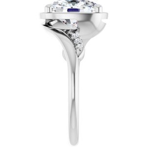 10K White Gold 10x8 mm Elongated Cushion Ring Mounting – image 7