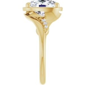 10K Yellow Gold 10x8 mm Elongated Cushion Ring Mounting – image 7