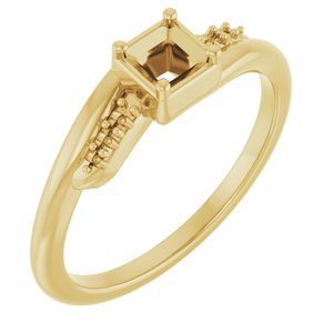 10K Yellow Gold 3.25x3.25 mm Square Ring Mounting – image 2