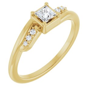 18K Yellow Gold 3.25x3.25 mm Square Ring Mounting