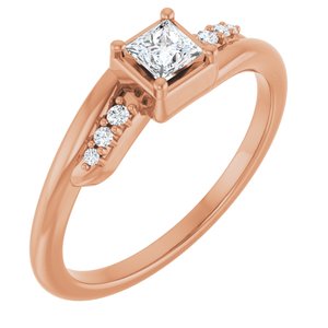 10K Rose Gold 3.25x3.25 mm Square Ring Mounting