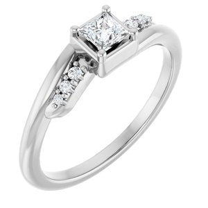 10K White Gold 3.25x3.25 mm Square Ring Mounting