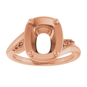 10K Rose Gold 10x8 mm Elongated Cushion Ring Mounting – image 6